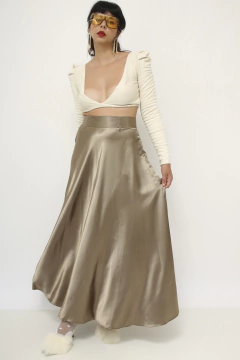 Imagem do Saia dourado oliva longa vintage