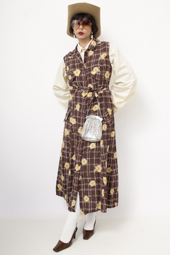 Vestido marrom margaridas vintage - comprar online