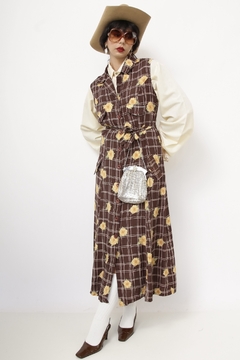 Vestido marrom margaridas vintage - loja online