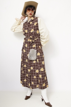 Vestido marrom margaridas vintage - loja online