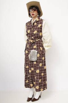 Vestido marrom margaridas vintage na internet