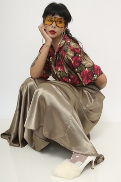 Camisa estampada vermelho verde vintage - loja online