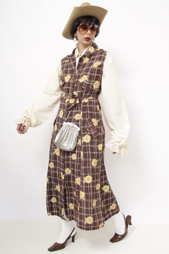 Vestido marrom margaridas vintage - comprar online