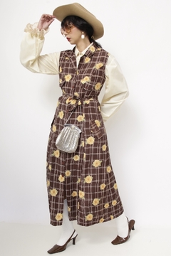 Vestido marrom margaridas vintage na internet