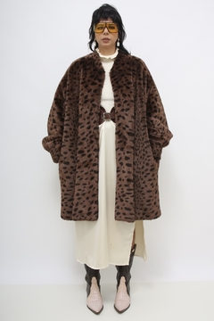 Casaco onça pelo vintage longo chic - comprar online