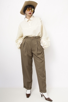 Calça verde cintura alta alfataria vintage - comprar online
