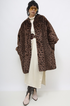 Casaco onça pelo vintage longo chic - comprar online