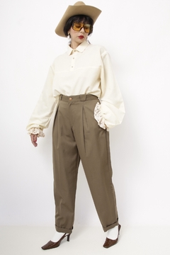 Calça verde cintura alta alfataria vintage - Capichó Brechó