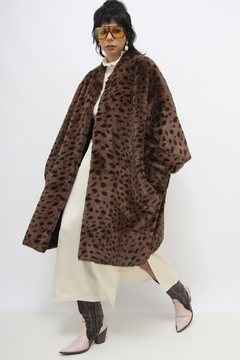 Casaco onça pelo vintage longo chic - loja online