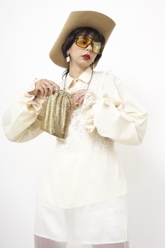 Bolsa dourada fecho de anjo WHITING e DAVIS CO.BAGS