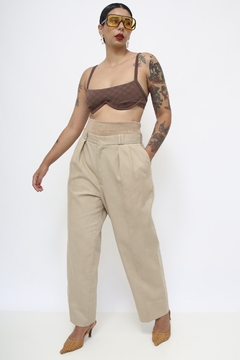 Calça 100% linho bege