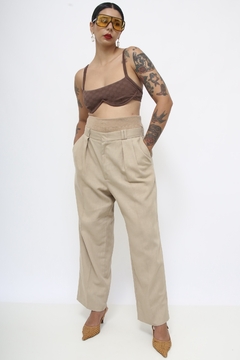 Calça 100% linho bege - comprar online