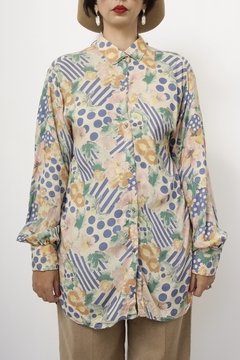 Camisa estampa pastel manga longa