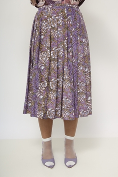 Saia roxa estampada pregas gode vintage - Capichó Brechó