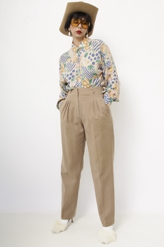 Calça cintura alta lã bege CORI VINTAGE