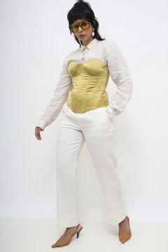 Corset limão dourado acetinado