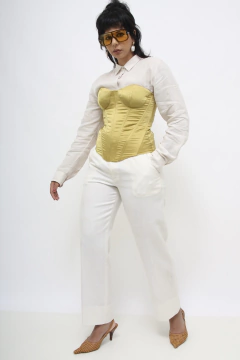 Corset limão dourado acetinado