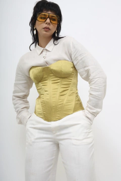 Corset limão dourado acetinado - loja online