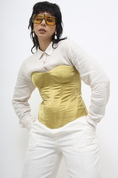 Corset limão dourado acetinado - Capichó Brechó