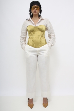 Corset limão dourado acetinado