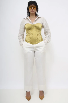 Corset limão dourado acetinado