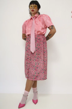 Saia rosa floral midi - loja online