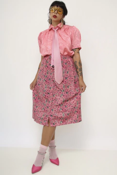 Saia rosa floral midi