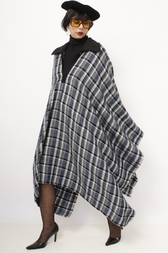 Poncho xadrez golinha azul - loja online