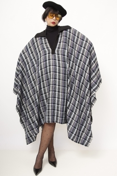 Poncho xadrez golinha azul