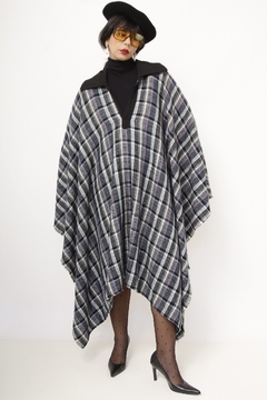Poncho xadrez golinha azul