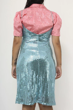 Vestido azul lantejoula vintage - Capichó Brechó