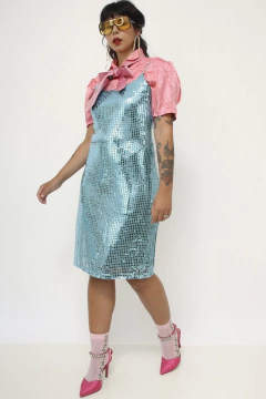 Vestido azul lantejoula vintage
