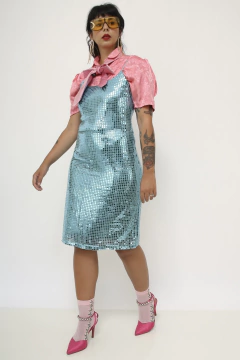 Vestido azul lantejoula vintage - Capichó Brechó
