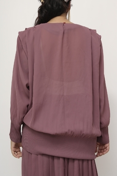 Conjunto Saia + Blusa plissado roxo vintage na internet