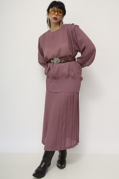 Conjunto Saia + Blusa plissado roxo vintage - comprar online