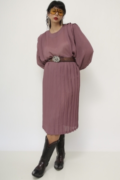 Conjunto Saia + Blusa plissado roxo vintage - Capichó Brechó