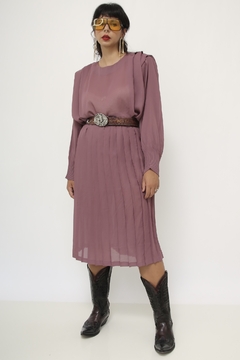 Conjunto Saia + Blusa plissado roxo vintage - Capichó Brechó