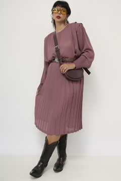 Conjunto Saia + Blusa plissado roxo vintage - loja online