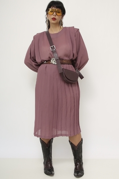 Imagem do Conjunto Saia + Blusa plissado roxo vintage