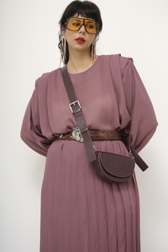 Conjunto Saia + Blusa plissado roxo vintage