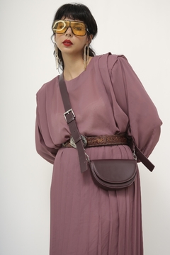 Imagem do Conjunto Saia + Blusa plissado roxo vintage