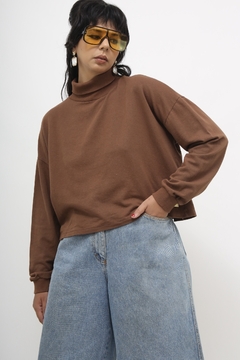 Blusa malha marrom gola alta - comprar online