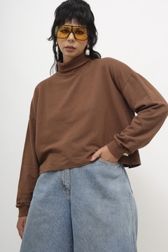 Blusa malha marrom gola alta - Capichó Brechó