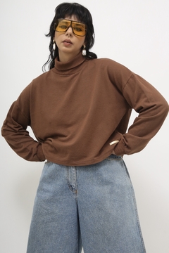 Blusa malha marrom gola alta - loja online