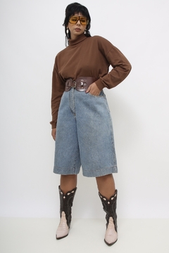Bermudão vintage jeans cintura alta