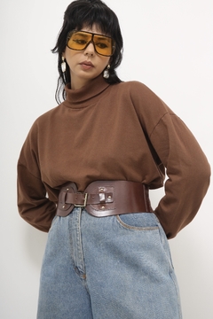 Blusa malha marrom gola alta - Capichó Brechó