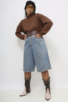 Bermudão vintage jeans cintura alta - loja online
