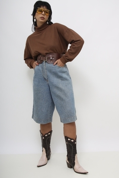 Bermudão vintage jeans cintura alta - Capichó Brechó