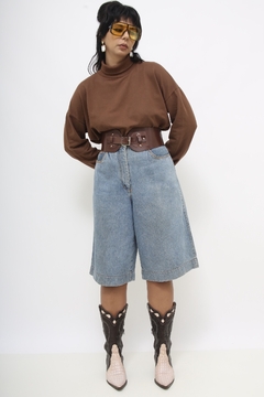 Bermudão vintage jeans cintura alta na internet
