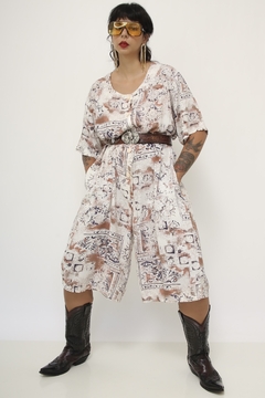 Macaquinho vintage estampada midi - comprar online